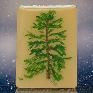 Artist Handpainted Pine Tree Pin Tie Tack Lapel Pin Brooch Fir Enameled 2005.  C